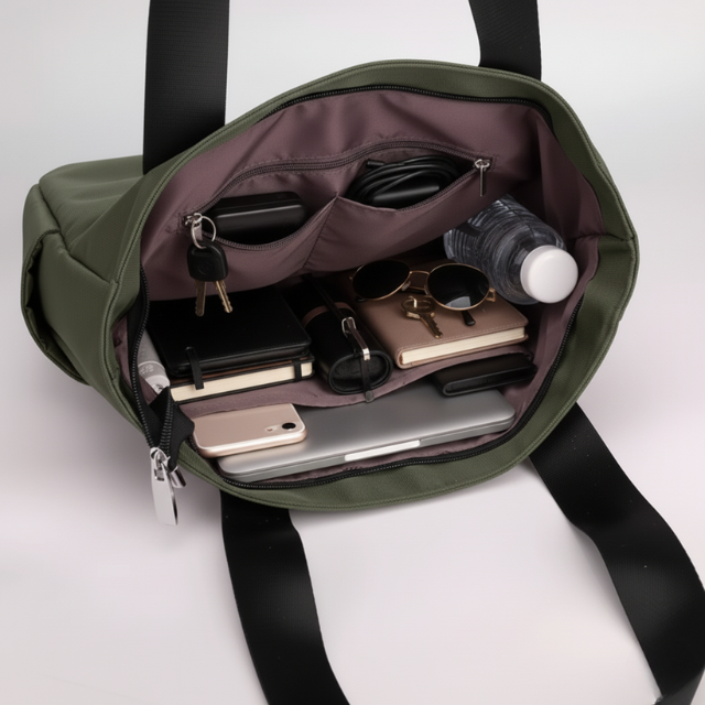 RevaCarry Large Size Green Multiple Compartments Handbag