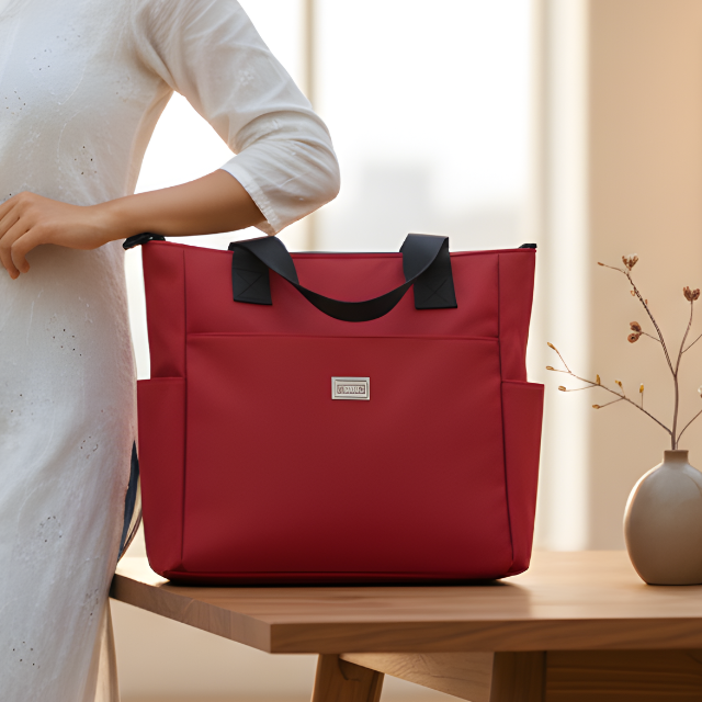 RevaCarry Large Size Red Multiple Compartments Handbag