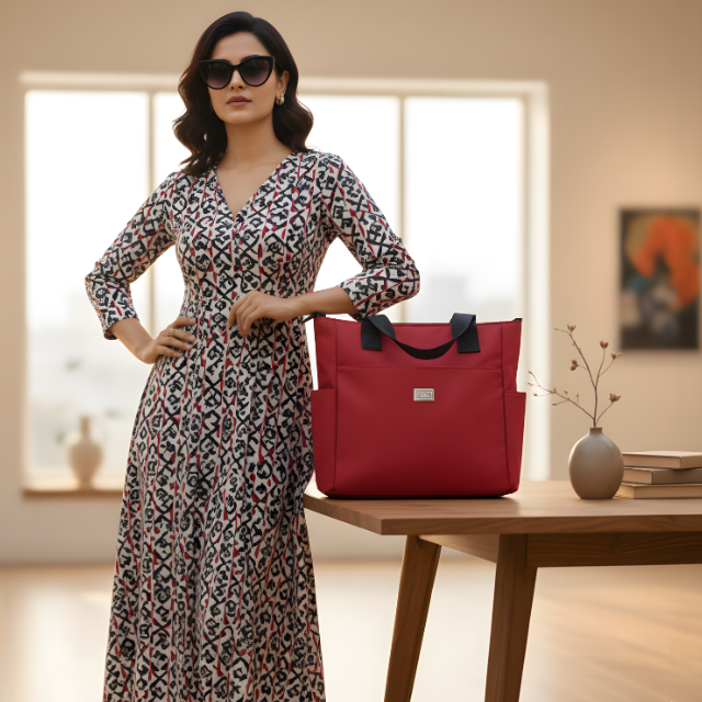 RevaCarry Large Size Red Multiple Compartments Handbag